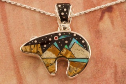 Calvin Begay Night Sky Sterling Silver Bear Pendant